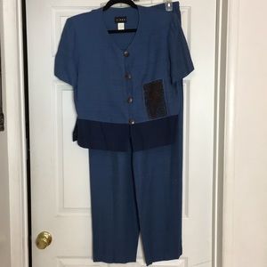 VTG Virgo two piece black blue career pant outfit
